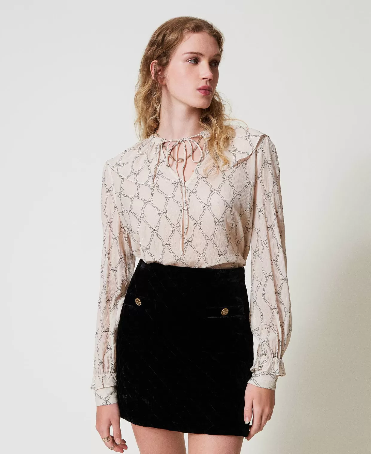 TWINSET Milano Blouses Et Chemises*Blouse En Crépon Avec Imprimé Nœuds