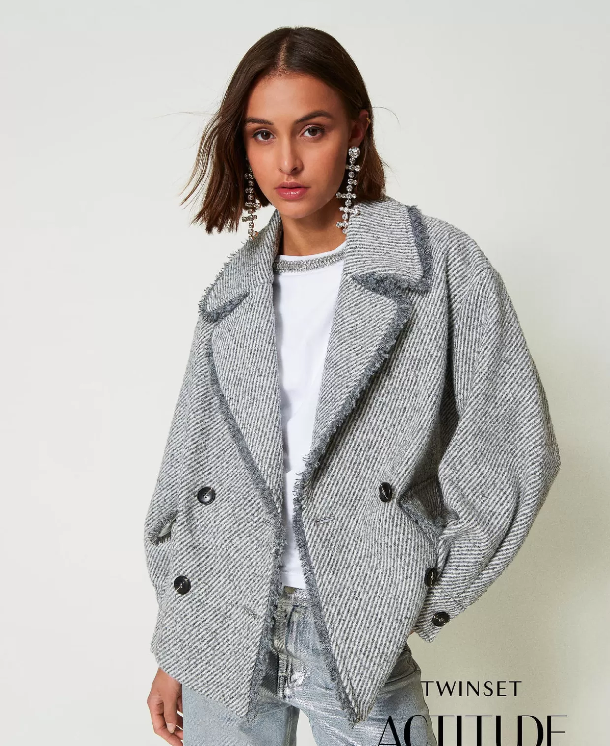 TWINSET Milano Blousons Et Doudounes*Caban Croisé En Drap Bicolore
