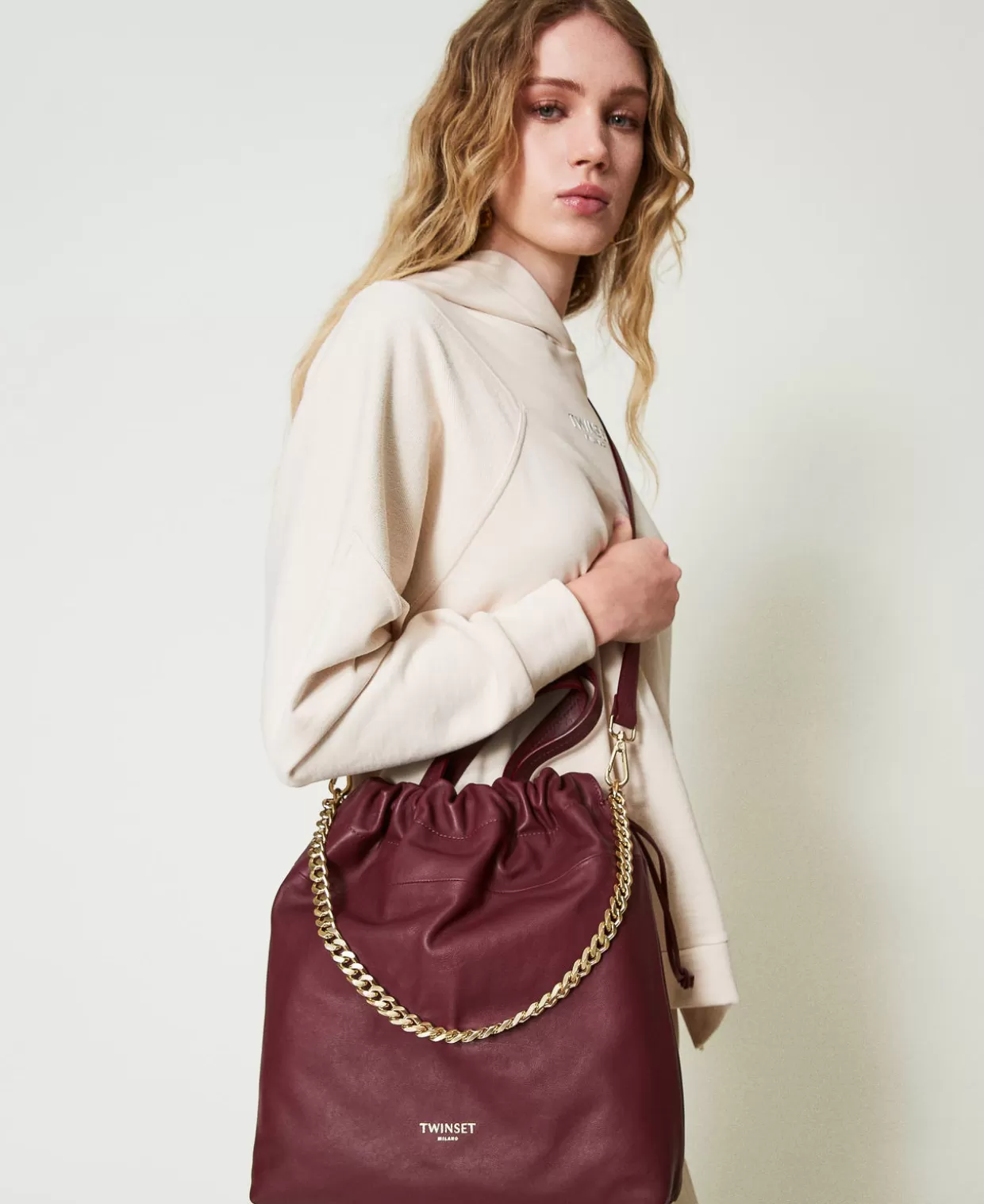 TWINSET Milano Cabas | Sacs Porté Épaule*Cabas Moyen En Cuir Avec Cordon De Serrage