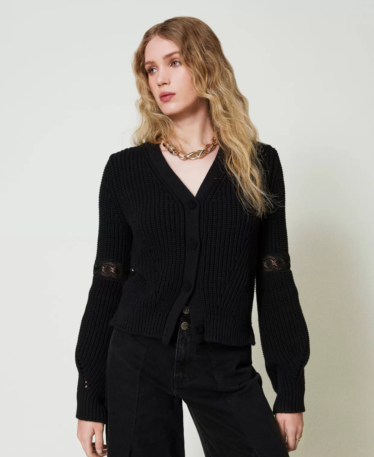 TWINSET Milano Pulls Et Cardigans*Cardigan Côtelé Avec Dentelle