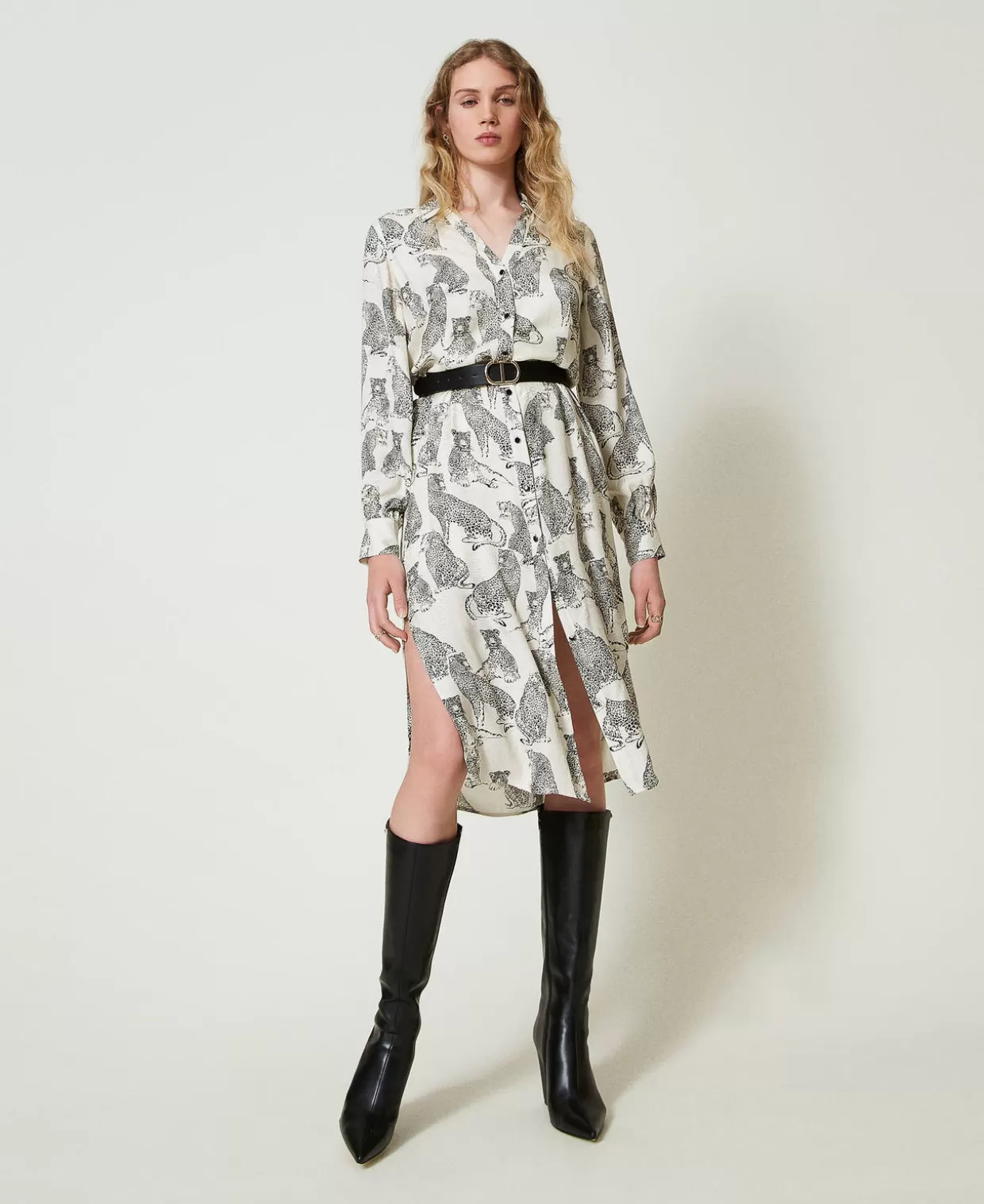 TWINSET Milano Robes De Cérémonie | Robes Midi*Robe Midi Jacquard Avec Imprimé Jaguar